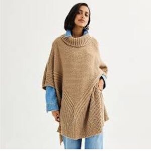 Sonoma tan poncho turtleneck sweater, O/S